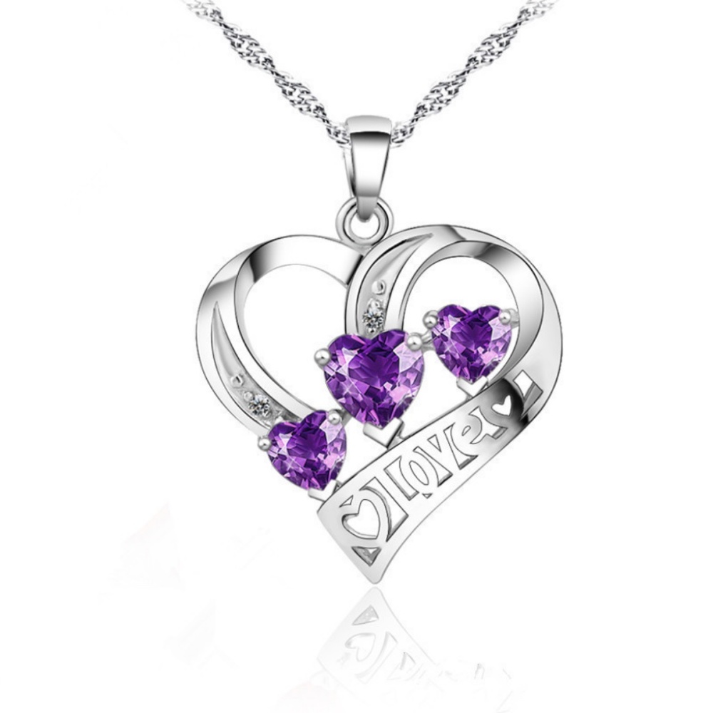 Sterling Silver Amethyst LOVE Necklace.